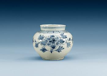 A small blue and white Korean jar, Choson, 19th Century.