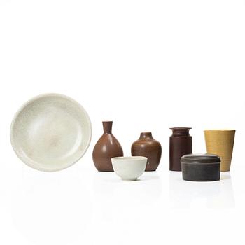Erich & Ingrid Triller, Lot of ceramics, 7 pieces, stoneware, Tobo.