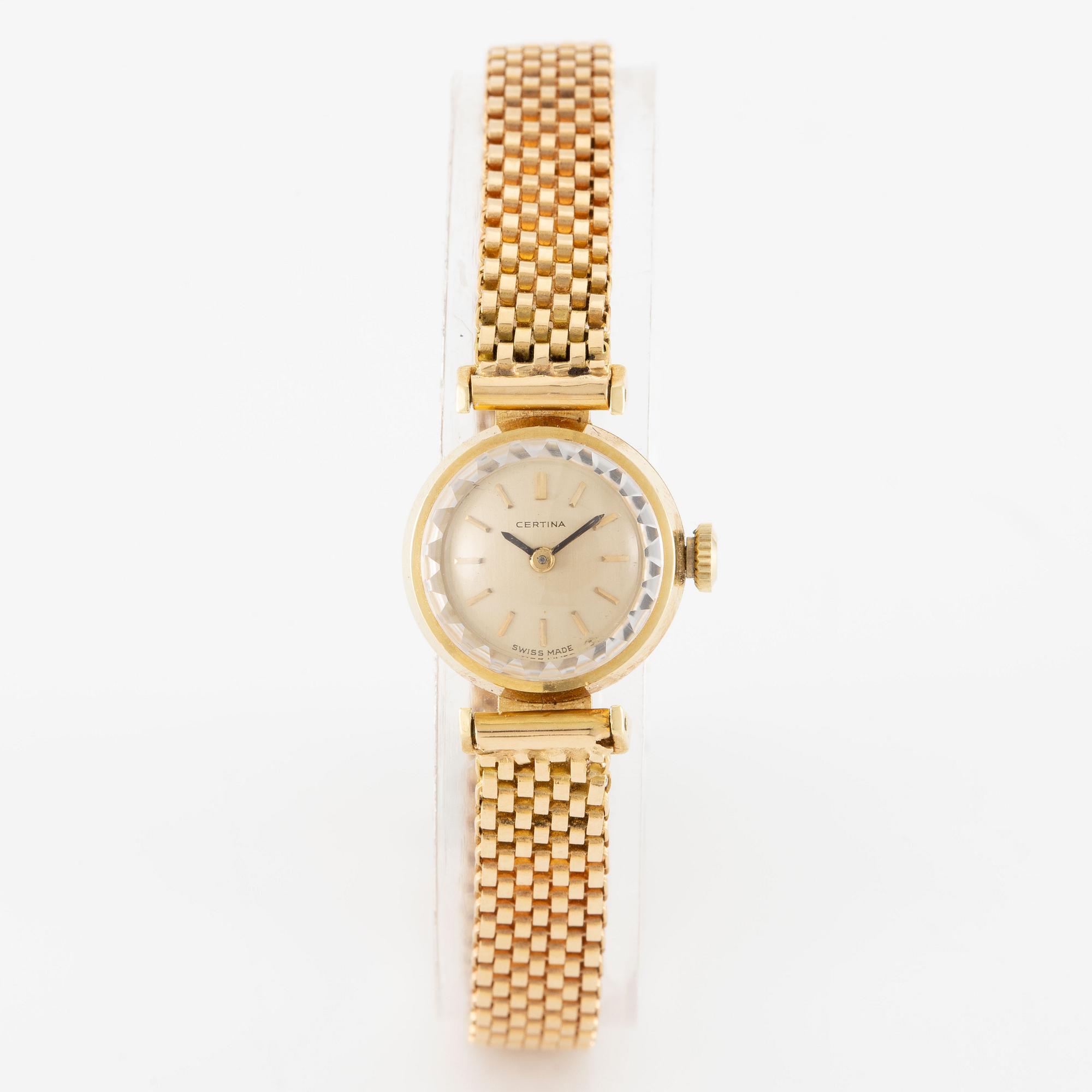Certina, 18K guld, länk i 18K guld, armbandsur, 17 mm.