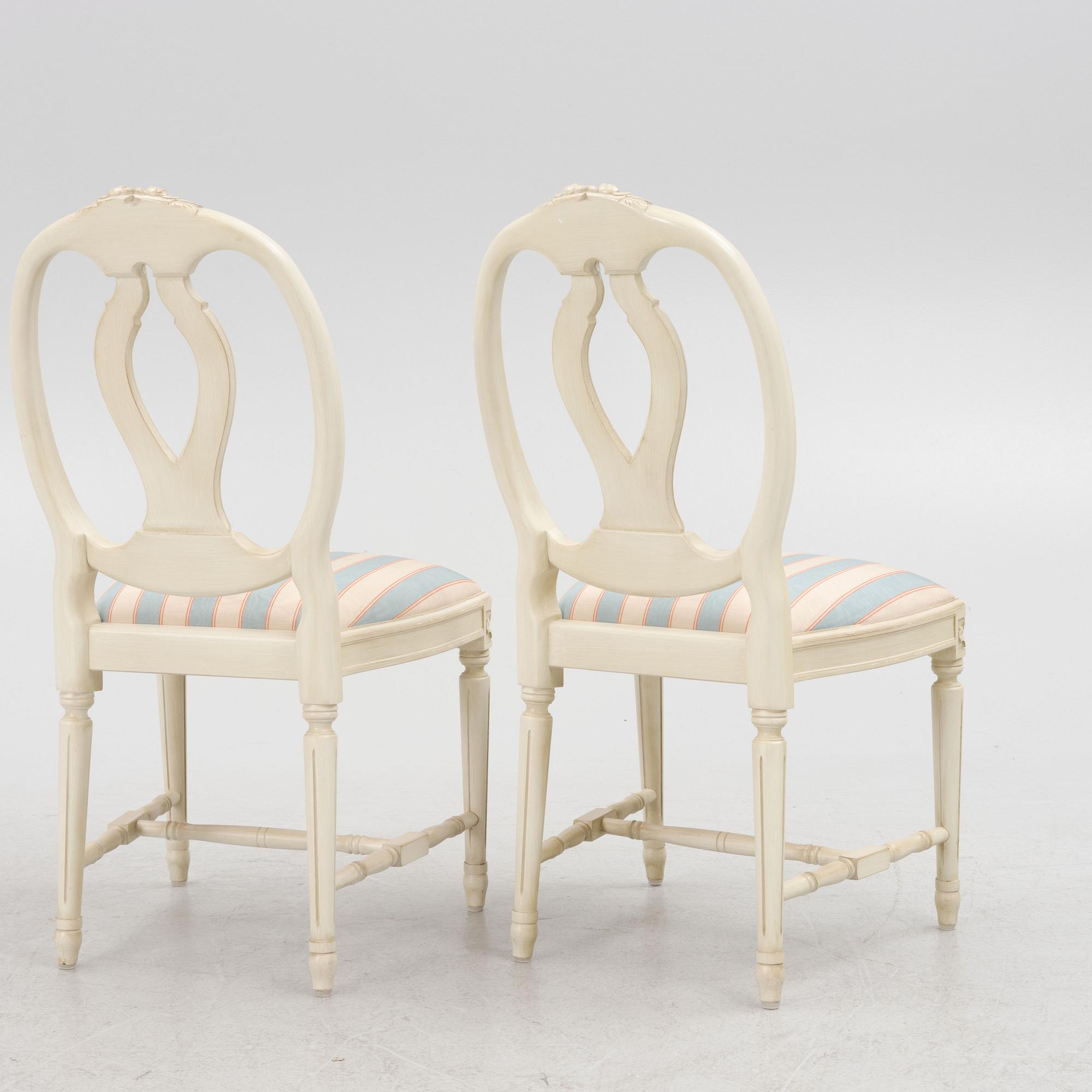 Ten Gustavian style chairs, Åmells.