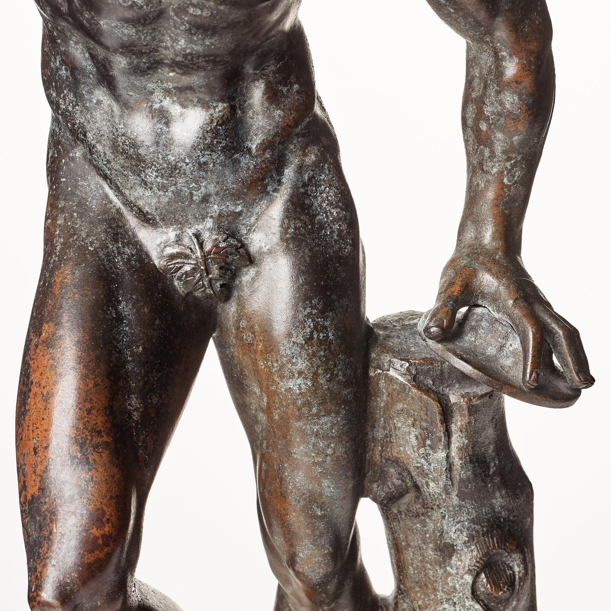 SCULPTURE, probably Italy 18th Century. Satyr with cymbals.
