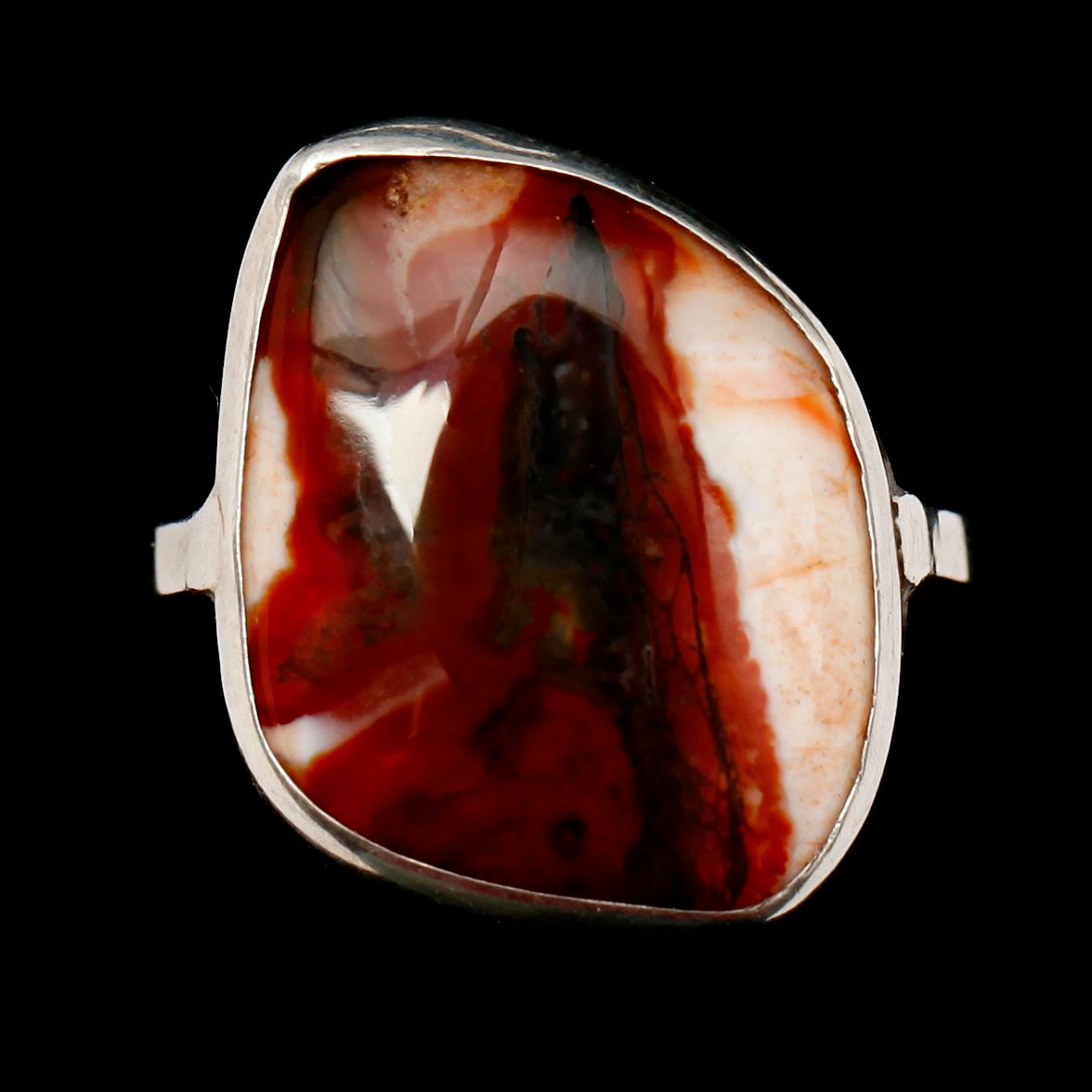 ARMBAND OCH RING, silver och agater, 1900-talets mitt.