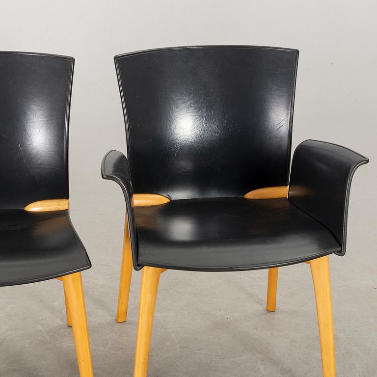 CASSINA, Josep Llusca, "Cos", set of two armchairs and one chair late 1900's.