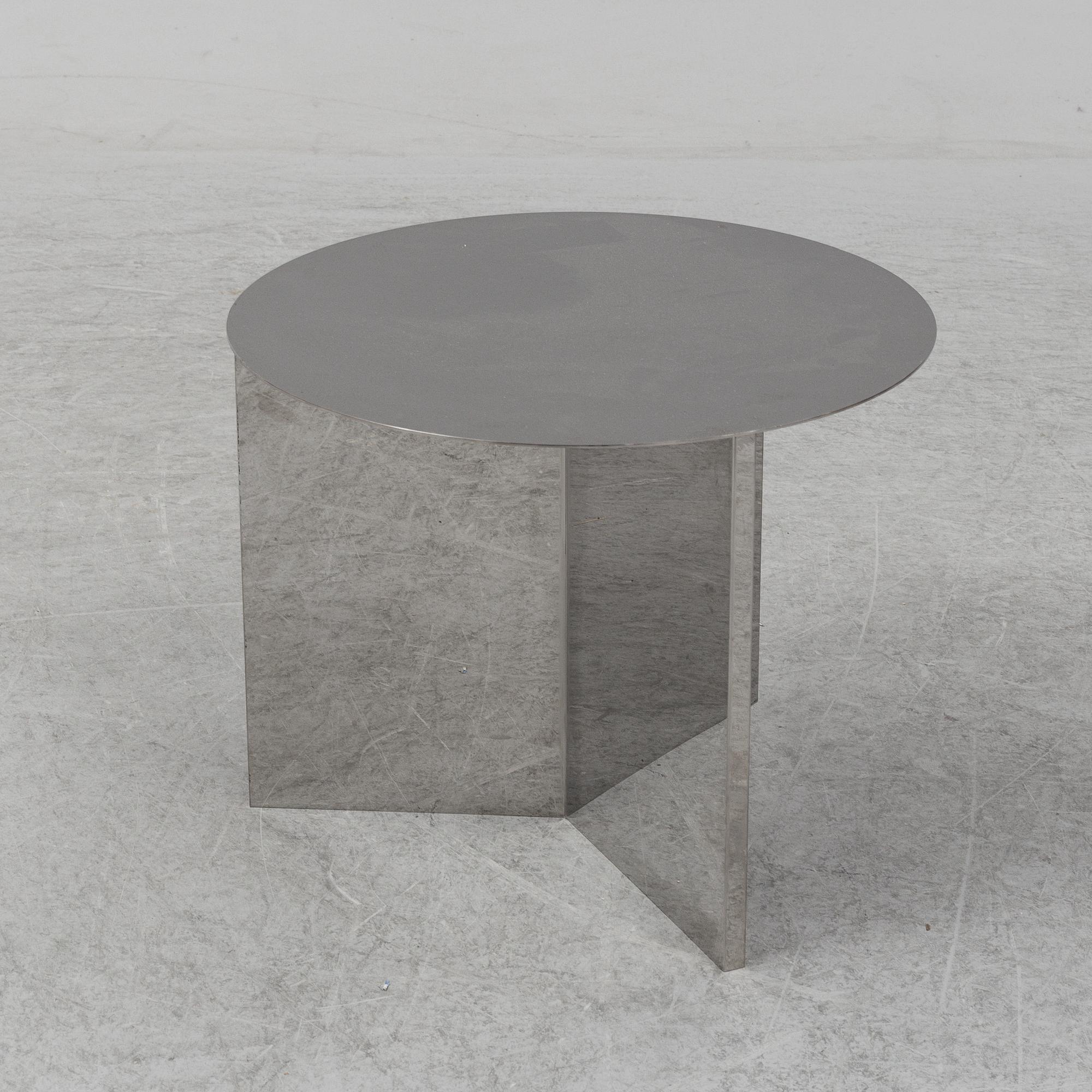 A HAY "Slit table" round mirror side table, Denmark.