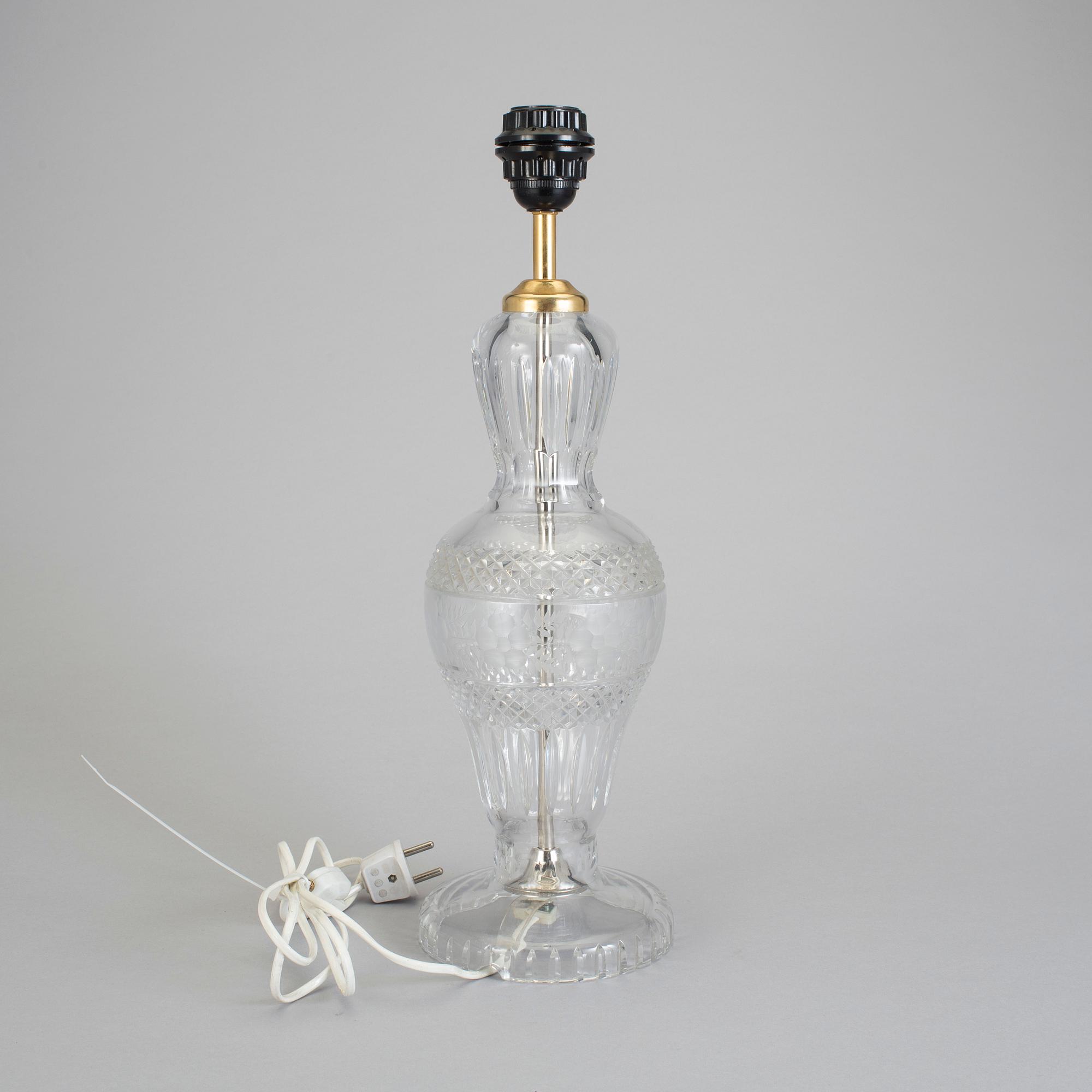 BORDSLAMPA, glas, "Bohemia" Cczechoslovakia, etikettmärkt, 1960-tal.