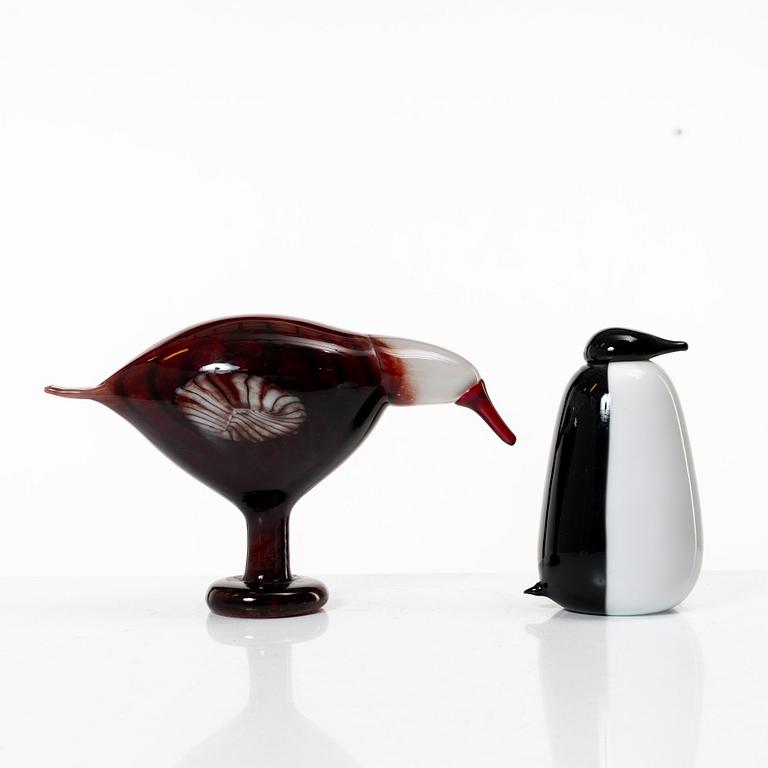 Oiva Toikka, two glass birds, Nuutajärvi, Iittala, finland.