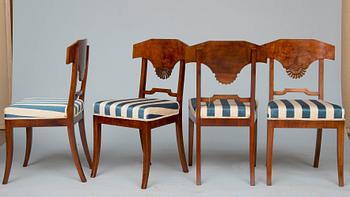 A SET OF FOUR EMPIRE CHAIRS.