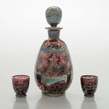 Two similar glass sets, Middle European 1950s.