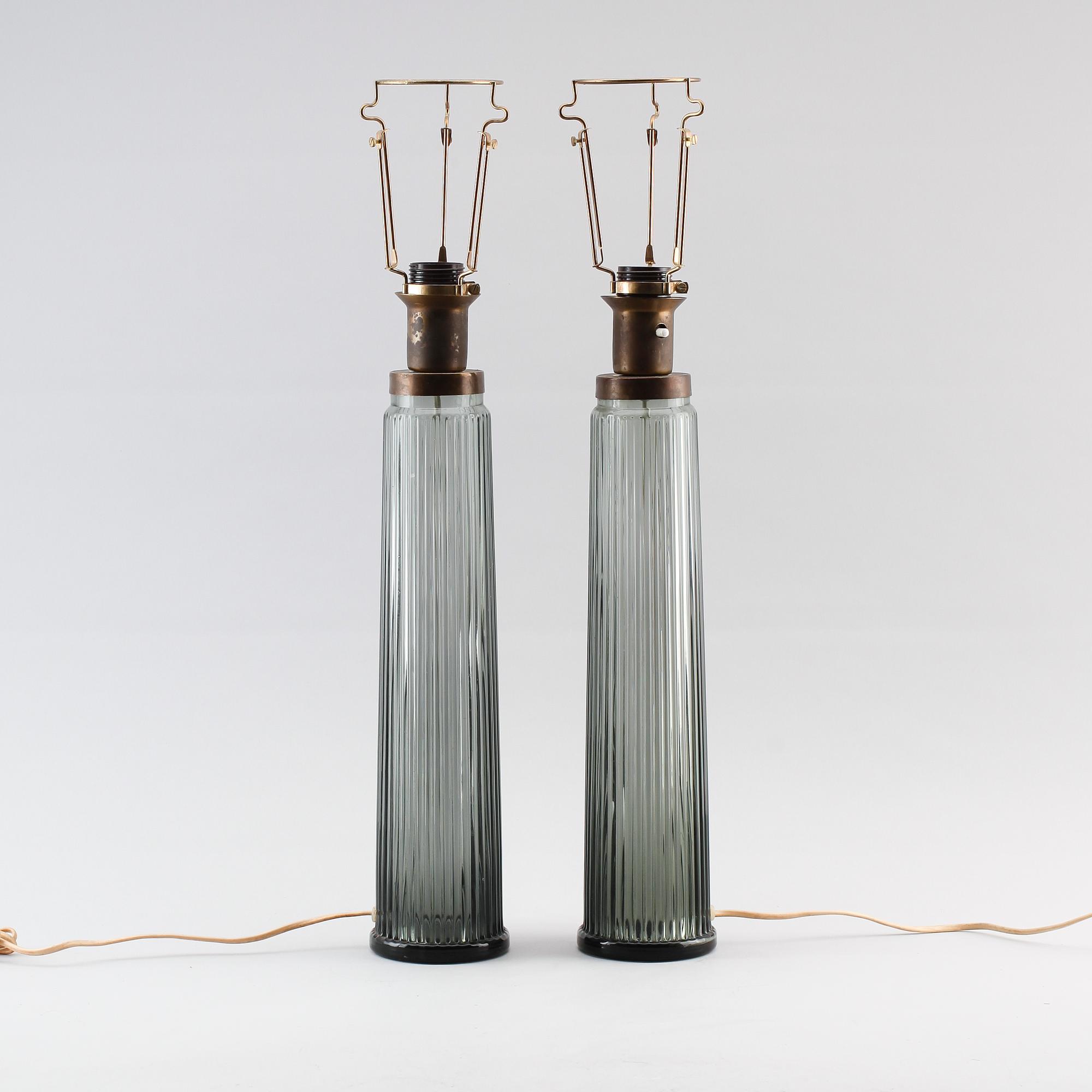 BORDSLAMPOR, 1 par, glas, AB Stilarmatur, Tranås, 1900-talets andra hälft.