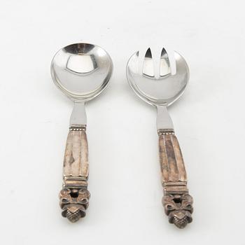 Johan Rohde, salad servers, a pair, sterling silver, "Konge/Acorn", Georg Jensen, Denmark, after 1945.