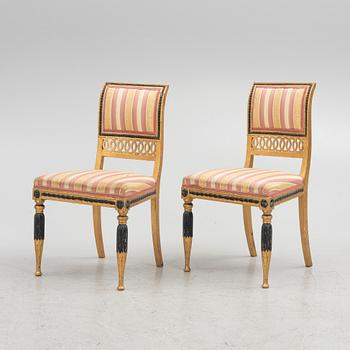 A pair of late Gustavian giltwood chairs, Stockholm, late 18th century.