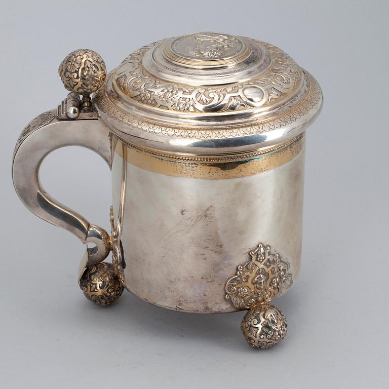 DRYCKESKANNA, silver, barockstil, Möllenborg, Stockholm 1904. Vikt ca 1600 gram.