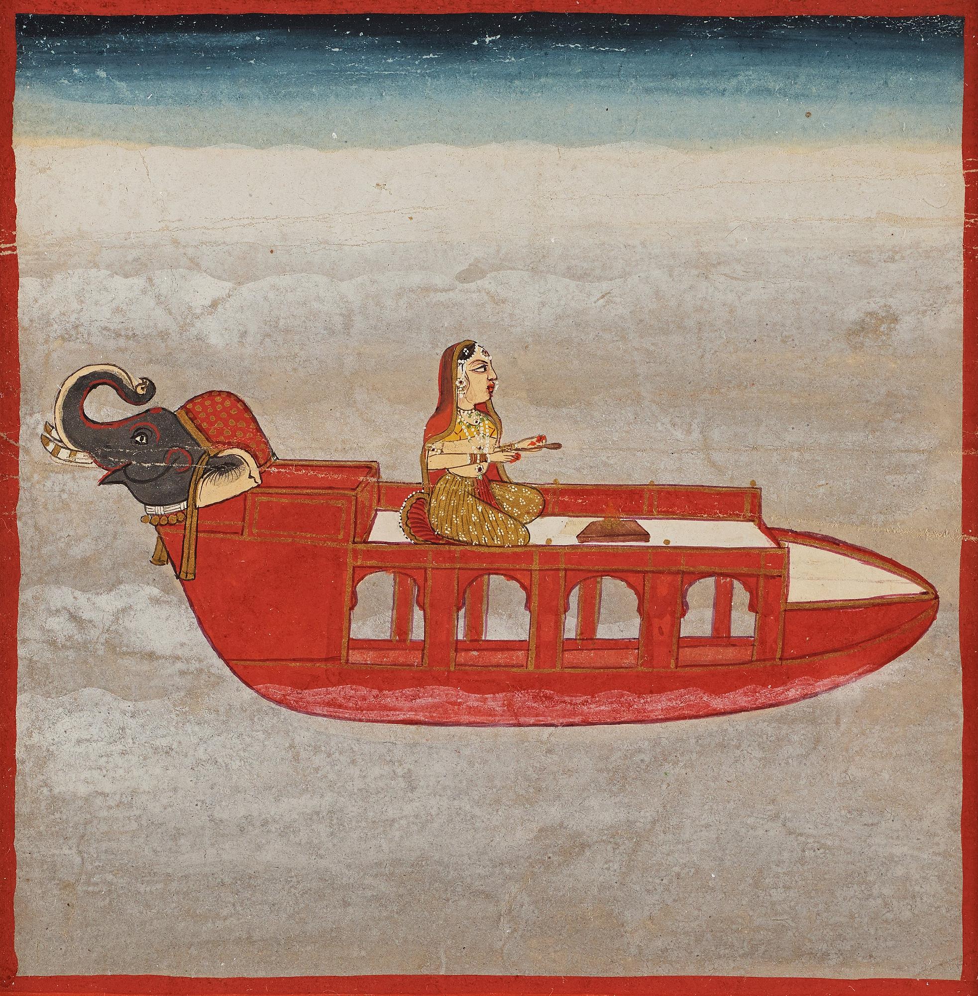 DELAR av ALBUMBLAD, två stycken. Indien, Rajasthan, Jaipur, 1800-tal.