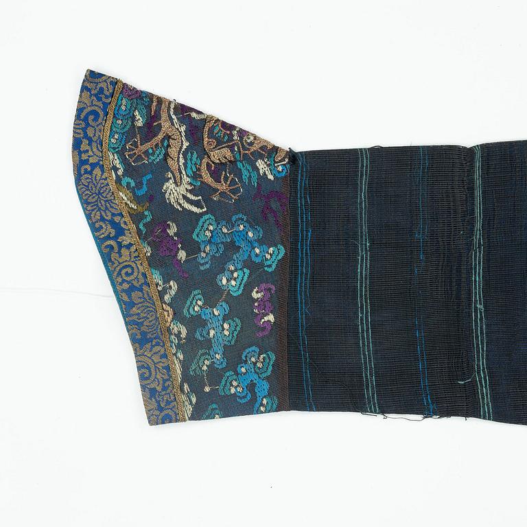 A blue ground summer gauze 'dragon robe' robe, Qing dynasty, circa 1900.