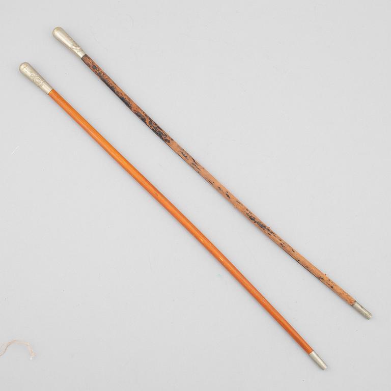 An officer's swagger stick and ridning cane, British, from around the year 1900.