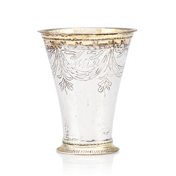 241. A Swedish parcel-gilt silver beaker, marks of Erik Gustaf Öström, Gävle 1855.