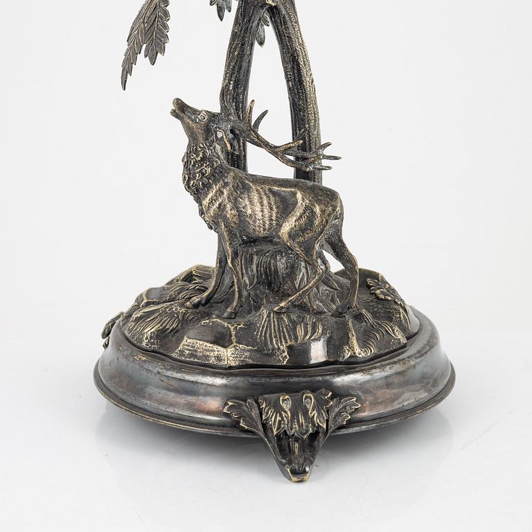 A silver plated and glass centrepiece, Henninger, Germany, late 19th Century.