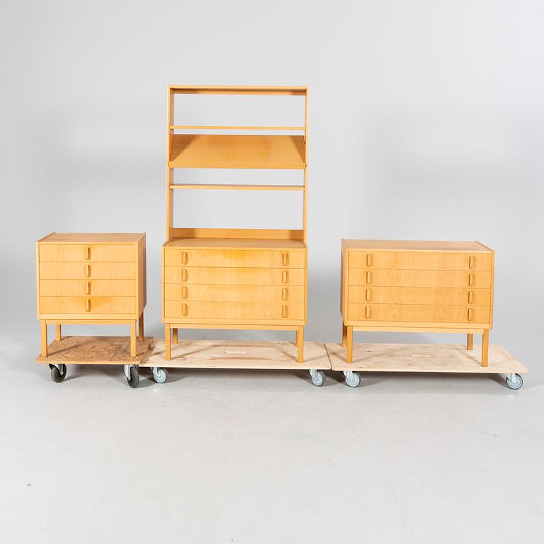 A 3 pcs oak shelf system "Variett" by Bertil Fridhagen for Bodafors, second half of the 20th century.