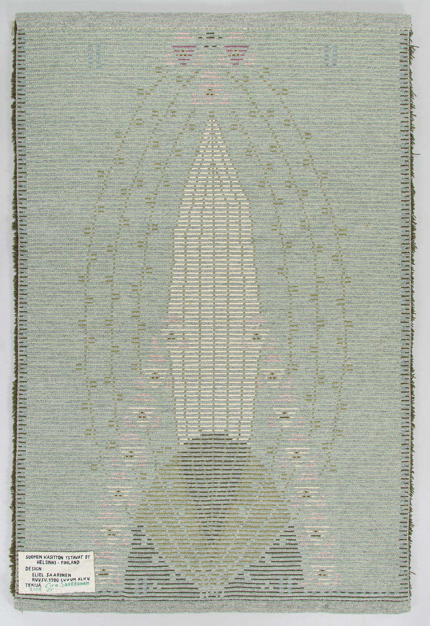 Eliel Saarinen, rya, "Ros", modell för Finska handarbetets vänner. Ca 190x125 cm.