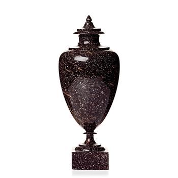 135. A late Gustavian early 19th century porphyry urn.