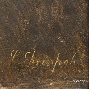 CHARLOTTA "LOTTEN" EHRENPOHL, olja på duk. Signerad. Troligen utfört före 1877.