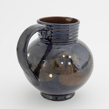 Alfred William Finch, a glazed earthenware jug, Iris, Finland, circa 1900.