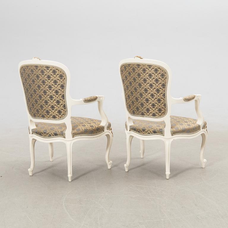 Karmstolar ett par Rokoko-stil 1900-talets andra hälft.