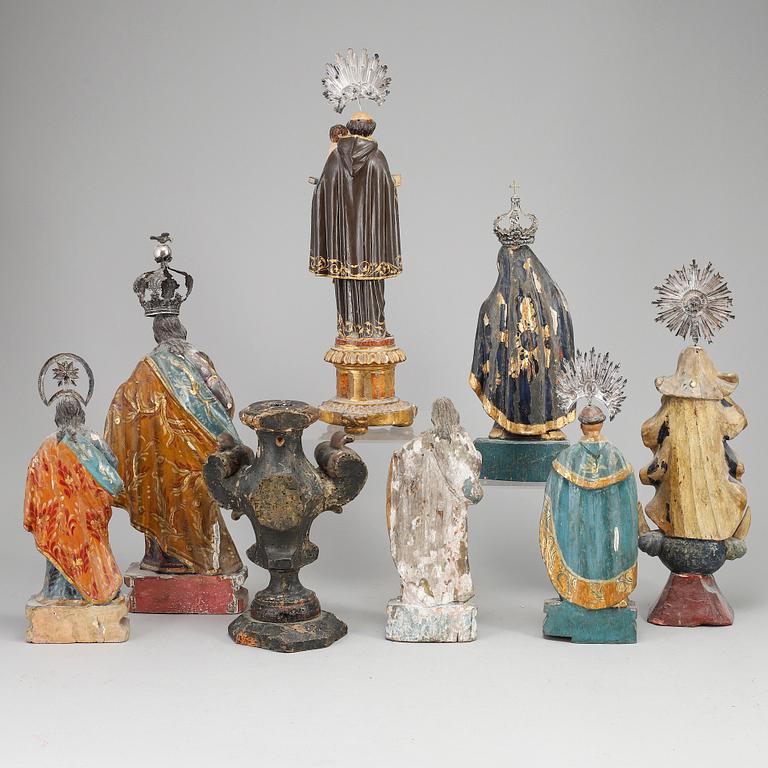 7 wooden figures, 18/19th Century.