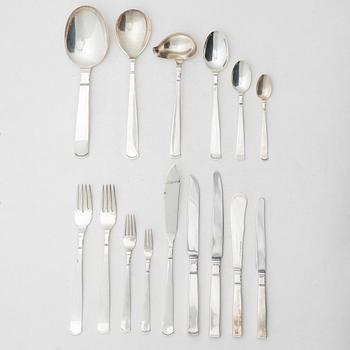 Jacob Ängman, bestickservis, silver, 118 delar, "Rosenholm", GAB, 1947-1952.