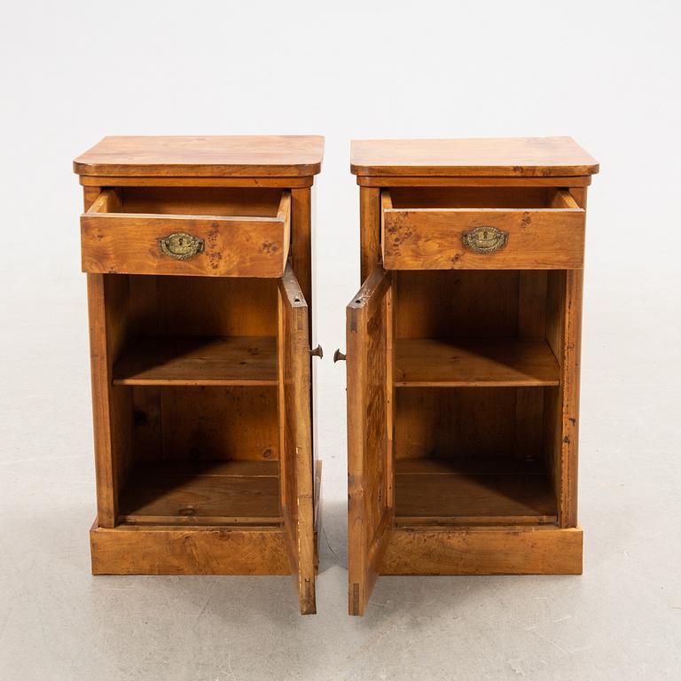 Bedside tables, a pair, first half of the 20th century.