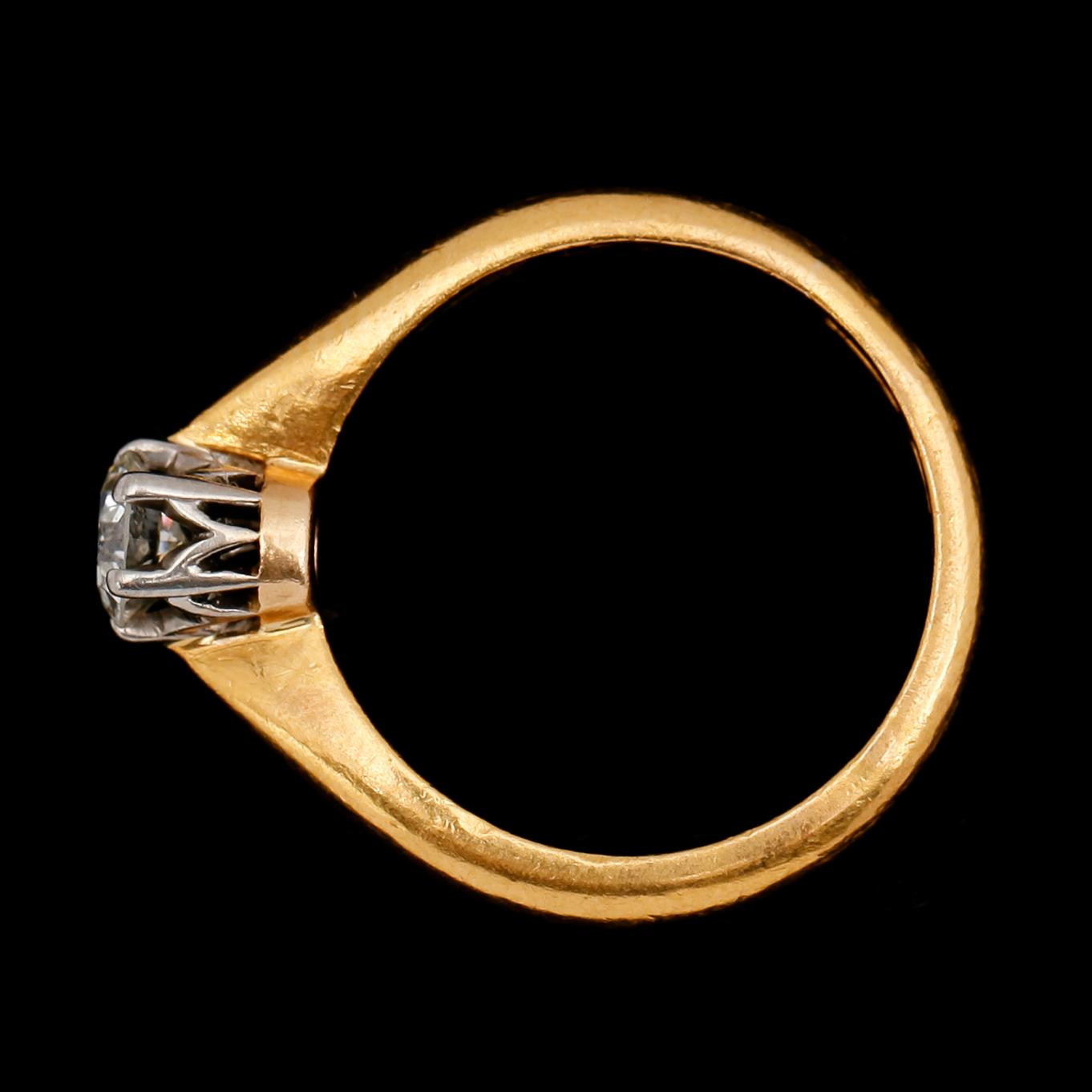 RING, 23 k guld, med solitär briljant ca 0.50 ct.