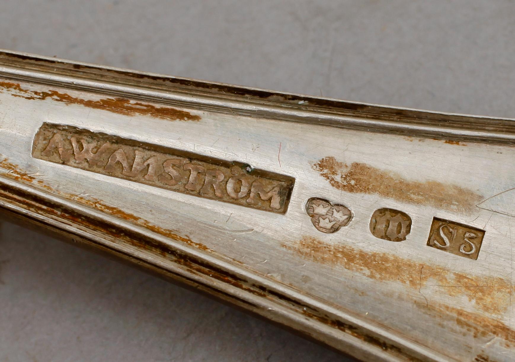 SKEDAR, 3 st, silver, svenska stämplar 1800-tal. Vikt ca 167 g.