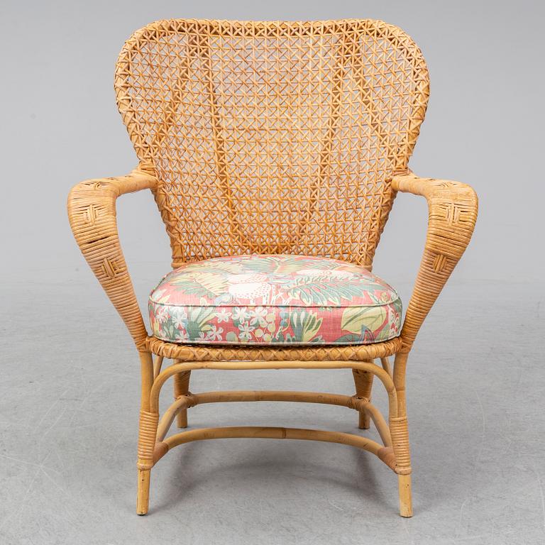 a mid rattan chair by Korgmakare Larsson, Stockholm, mid 20th century.