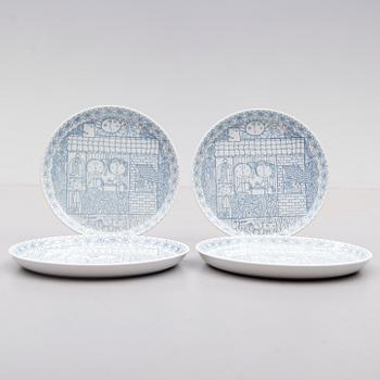 Tallrikar 4 st, porslin, Stig Lindberg, Gustavsberg.