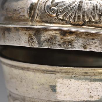 A Russian 18th century parcel-gilt silver cup and cover, mark of Fedor Petrow, Moscow 1756.