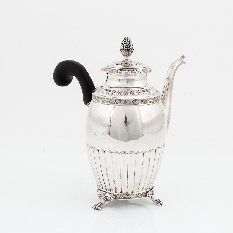 A Swedish silver coffee pot, mark of Anders Lundqvist, Stockholm 1847.