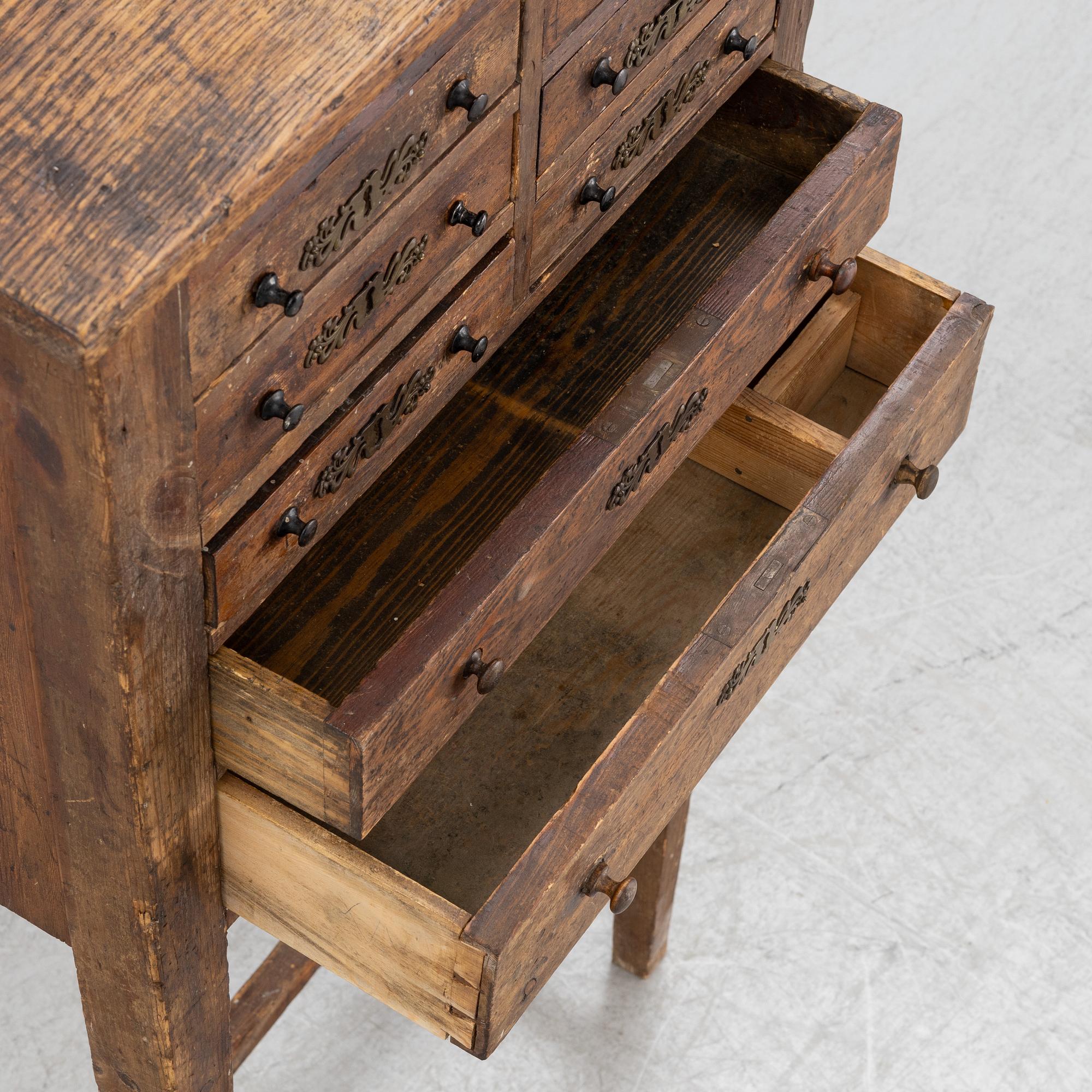 An oak and pine writing slope, 19th Century.