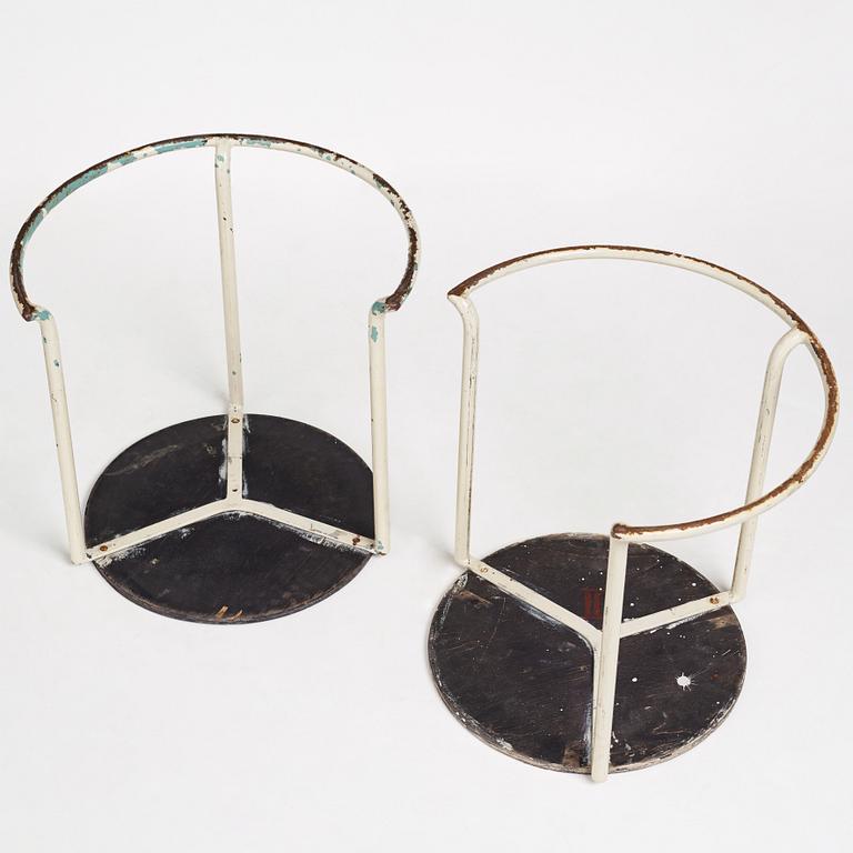 Alvar Aalto, a pair of entrance hall stools for the Paimio Sanatorium, executed by Aug. Louhen Rautasänkytehdas ja Valimo Oy, ca 1932.