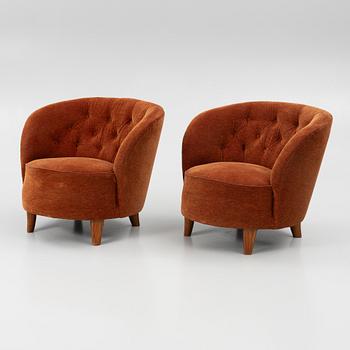 A pair of Swedish Modern armchairs, 1930's.
