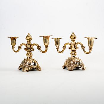 A pair of Swedish 20th century silver candelabras mark of CG Hallberg Stockholm 1939.