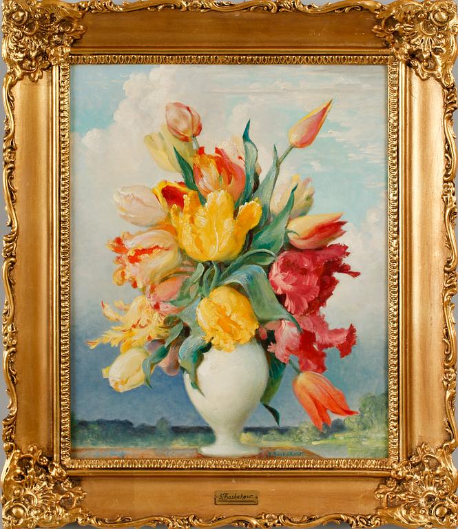 OKÄND KONSTNÄR, olja på duk, signerad S Baskakow.