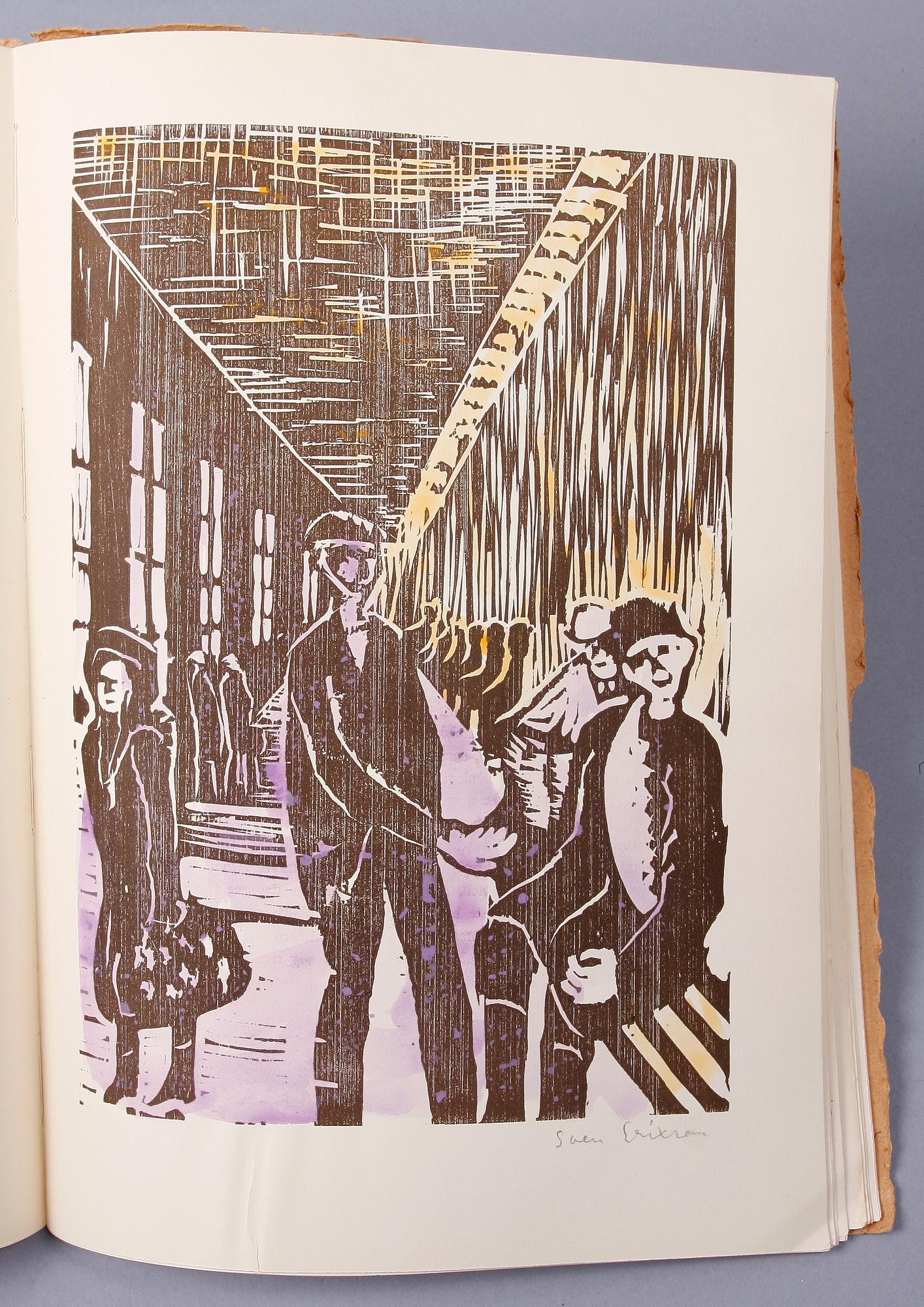 BOK MED TRÄSNITT, "Stad och land", Ivar Lo-Johansson och Sven Erixson. Numr 31/75 och sign.