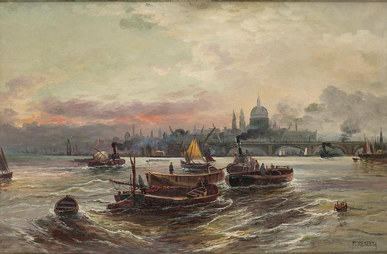An oil painting by an unknown artist, signed "F. Meinerth".