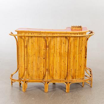 P.C Bonacina, Italien, Bar counter, 4 stools / bar stools, Bamboo, 1950s.