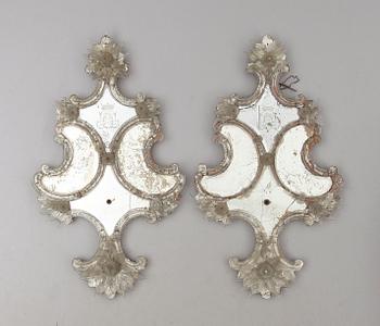 SPEGELLAMPETTER, 1 par, venetiansk stil, 1800-/1900-tal.