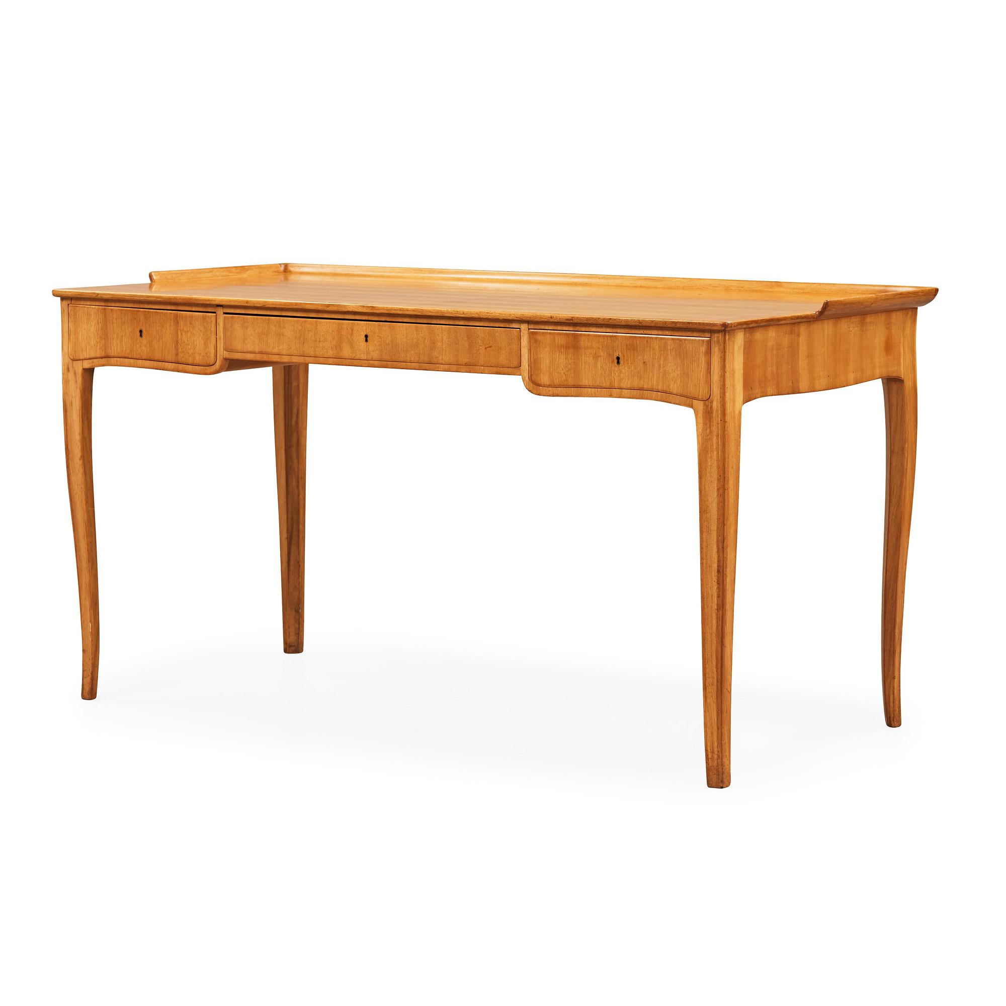 Carl Malmsten, a mid 20th century mahogany desk, cabinetmaker Jörgen Andersson, Djursholm, Sweden.