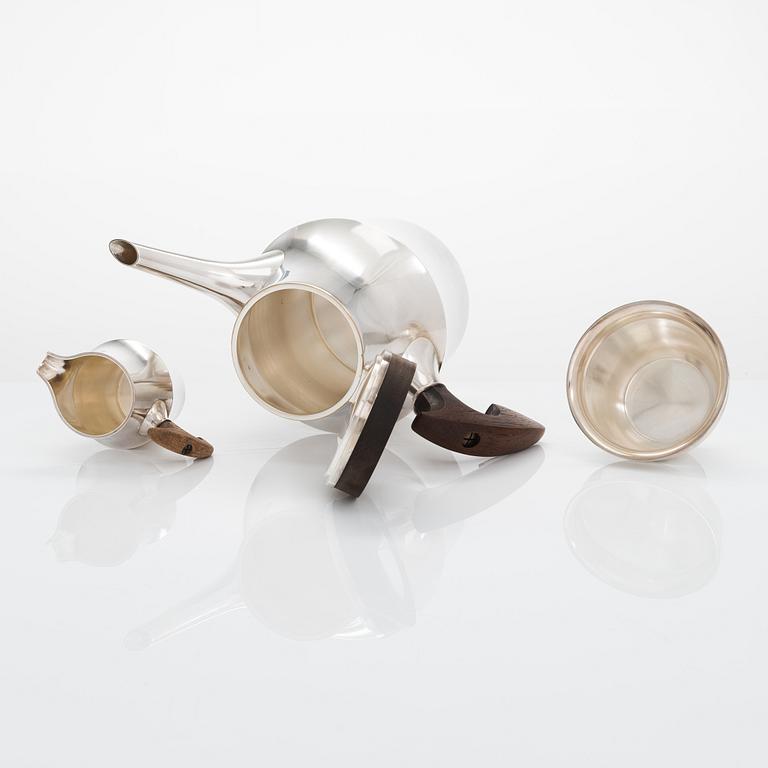 Tapio Wirkkala, A 3-piece 'TW176' silver coffee set, marked TW, Kultakeskus, Hämeenlinna, Finland 1966 and 1968.