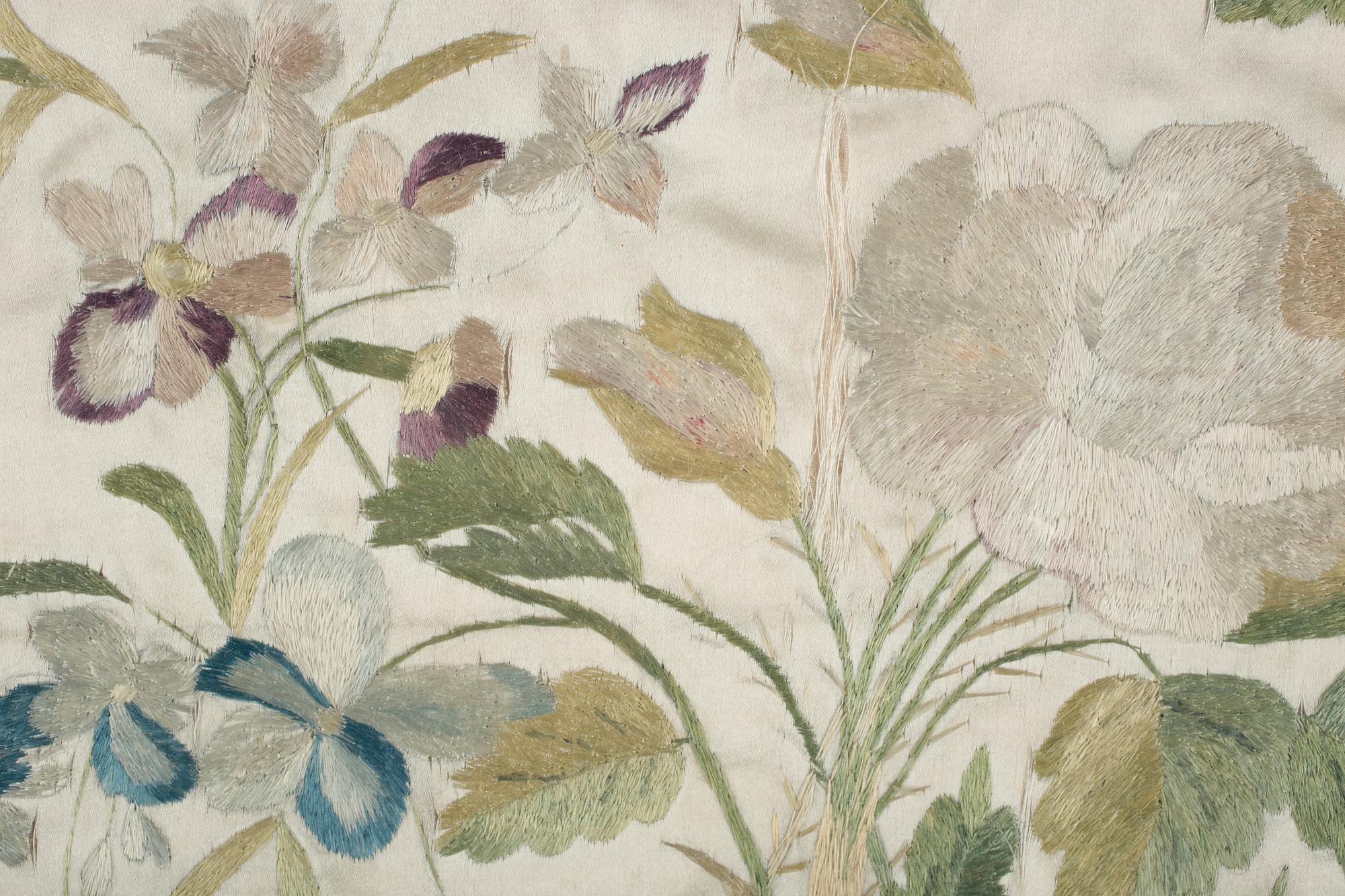 SIDENBRODERI, märkt Hedvig C. Pfeffer och daterad 1805.