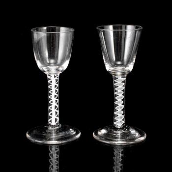 Two 18th century wine glasses.
