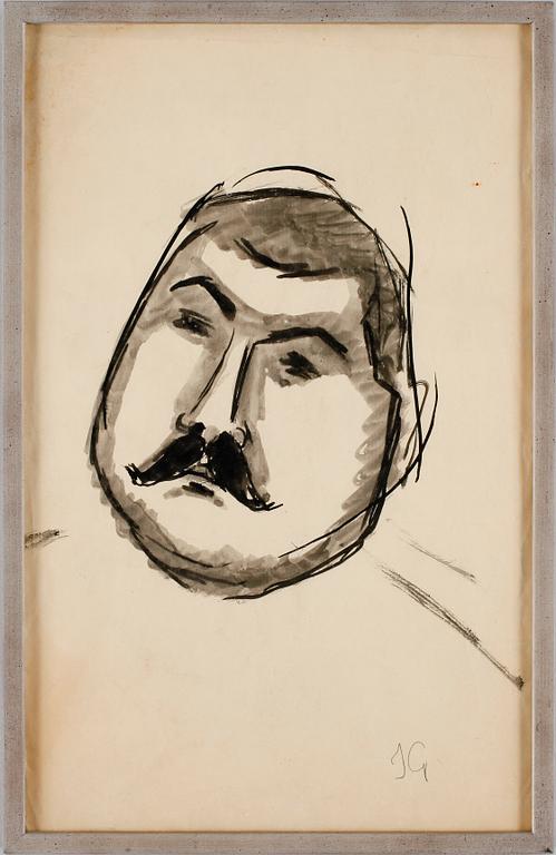 ISAAC GRÜNEWALD, tuschteckning, sign med initialer. 1930-40-tal.